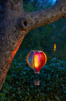 Preview: Solarleuchte Rainbow Flammender Heißluftballon